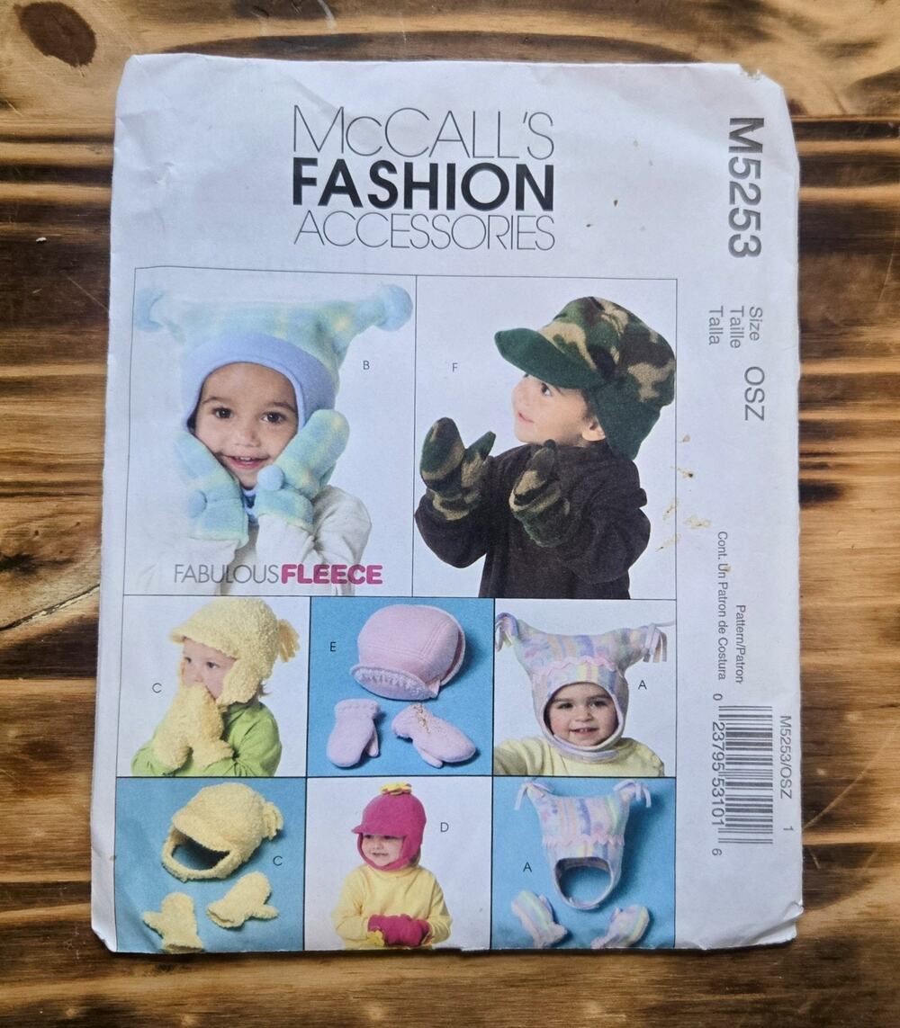 McCalls Fashion Hats & Accessories Sewing Pattern 5253 Baby & Toddler Uncut